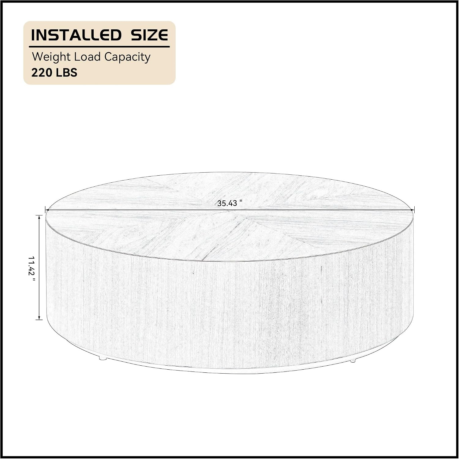 WILLIAMSPACE 35.43' Round Coffee Table for Living Room, Modern Wooden Drum Coffee Table Circle Center Table Side Table End Table for Apartment Office, No Need Assembly (Walnut)