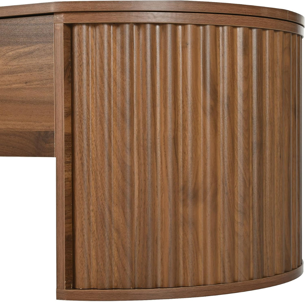 Oval Coffee Table with Lifting Top for Living Room Smart Coffee Table with Storage Mid Century Modern Coffee Tables with Adjustable Lift Top Coffee Tables Fluted Walnut 47.2'
