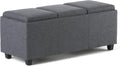 SIMPLIHOME Avalon Storage Ottoman - 42 inch Wide Upholstered Linen Look Fabric Rectangular Flip-Top Ottoman in Slate Grey, Contemporary Coffee Table Ottoman for Living Room with Hidden Storage