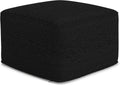 SIMPLIHOME Chantal Square Pouf - 18 inch Wide Upholstered Boucle Fabric Ottoman in Black, Contemporary Footstool, Coffee Table or Extra Seating for Living Room or Bedroom, Assembled