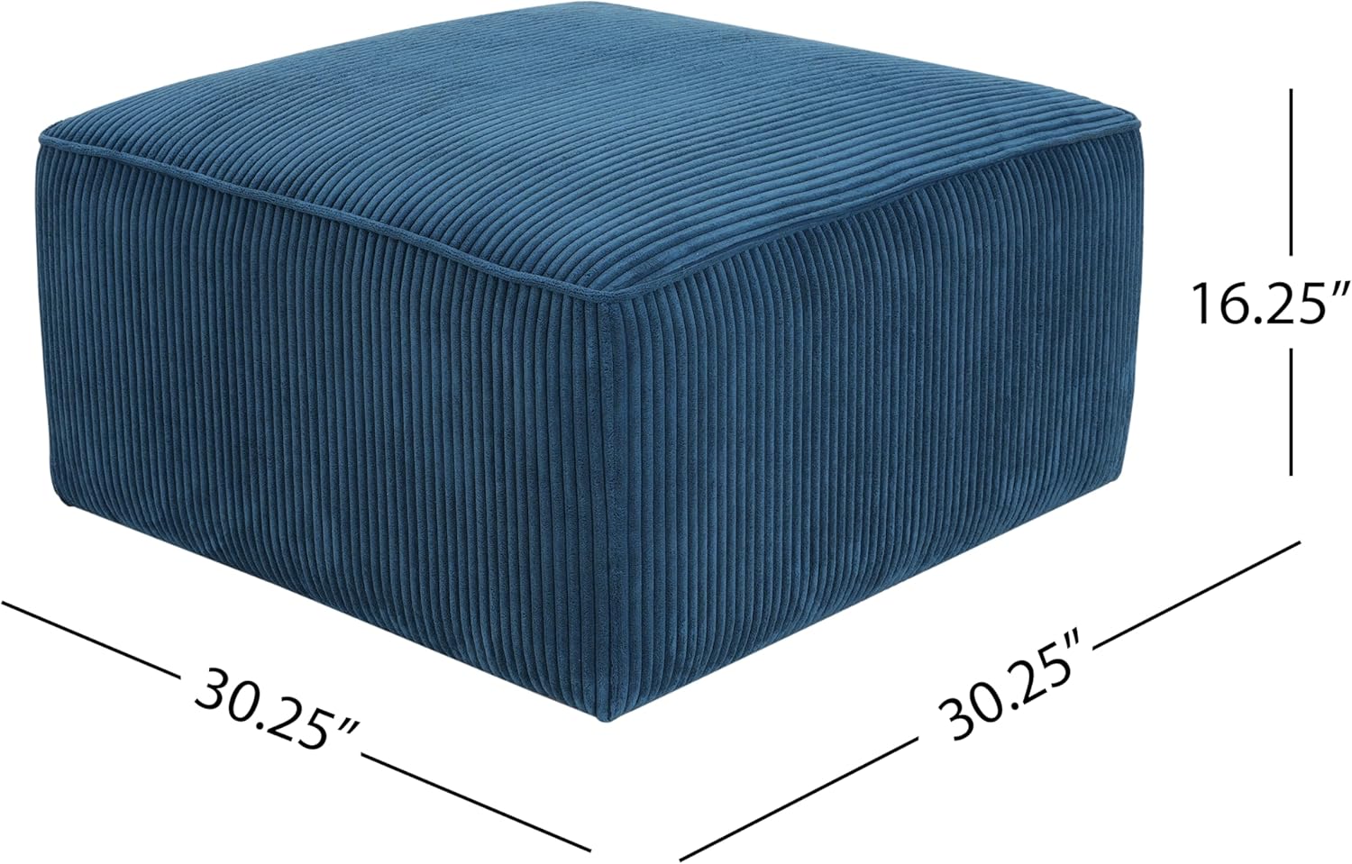 Christopher Knight Home Isa Corduroy Ottoman Footstool, Square Pouf Poufee Footrest Ottoman Large Seat, Modern Side Table for Living Room Bedroom Home Decor, Navy Blue, 30'