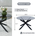 Black Round Glass Coffee Table for Living Room, Home Office, Modern & Simple Center Table with Gray Tempered Glass Top, 35.5' Wx19.7 H