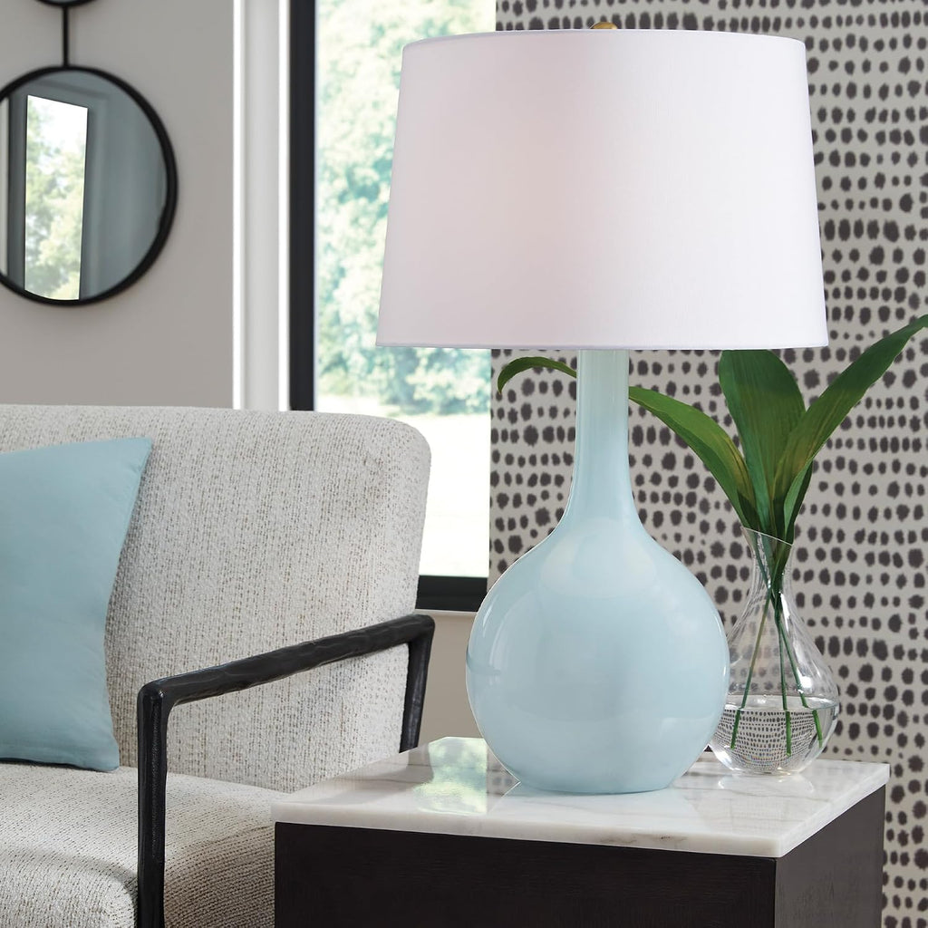 Signature Design by Ashley Rylanton Coastal Glass Table Lamp with 3-Way Switch, Light Blue