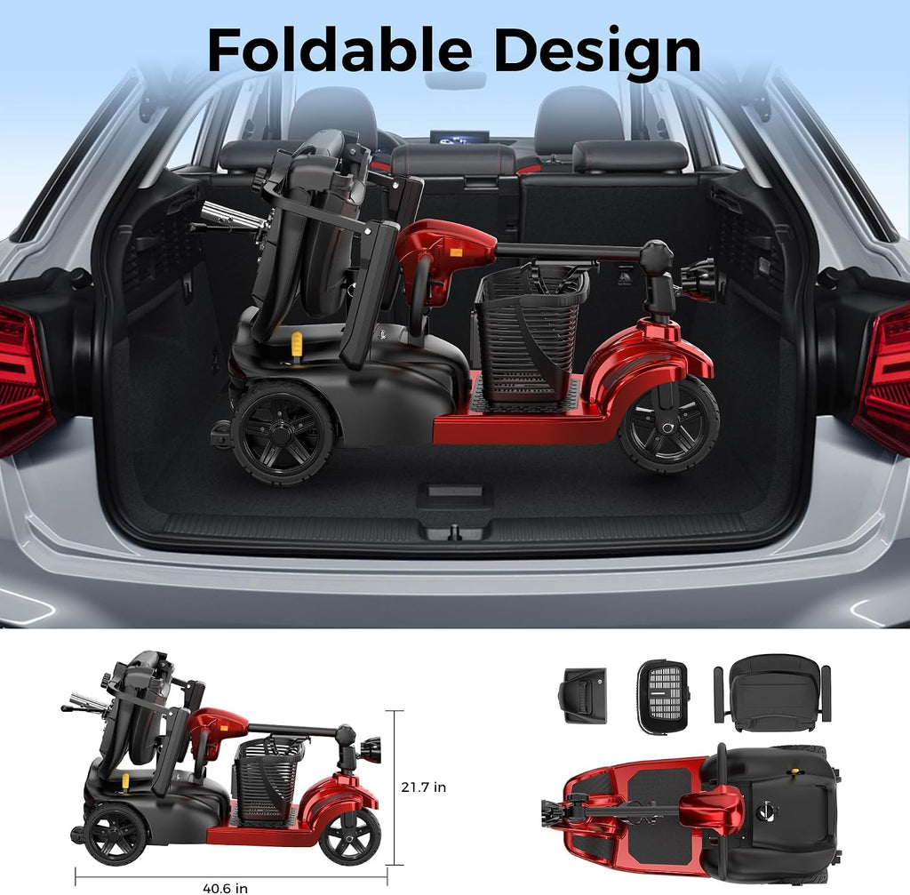 iScooter Mobility Scooter, Mobility Scooters for Adults & Seniors, Powered Electric Wheelchair Device with Seat, Detachable Basket, Cup Holder, LED Headlight, 264 lbs Capacity, Lightweight(3-Wheel)