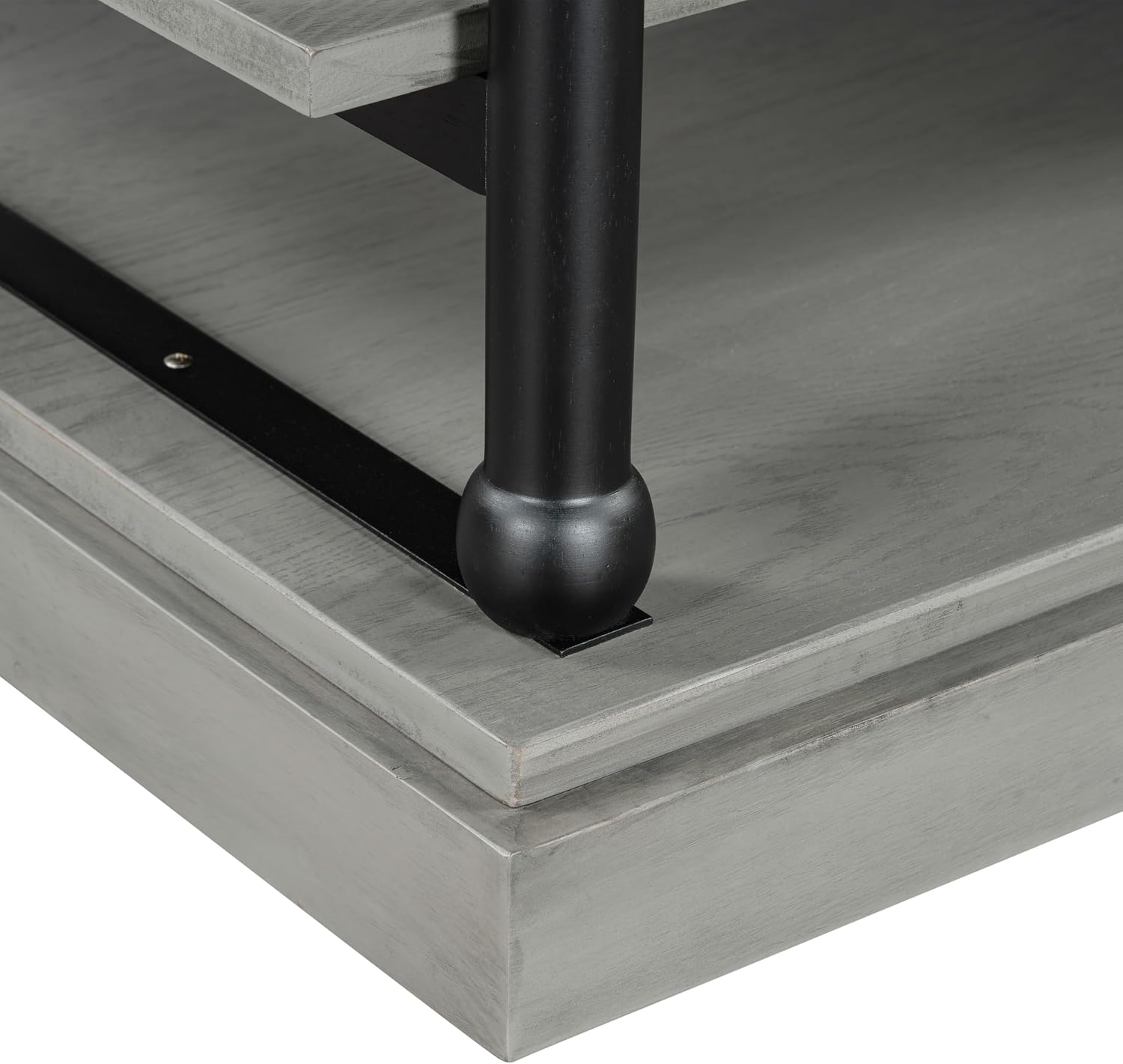 Christopher Knight Home Oner Living Room Coffee Table with Spacious 2-Tier Design, Modern Rubberwood Rectangular Side Table, Multifunctional Accent Table with Open Storage Shelves, Black + Gray