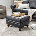 HULALA HOME Genuine Leather Ottoman Coffee Table, Ottoman Foot Rest for Living Room, Black