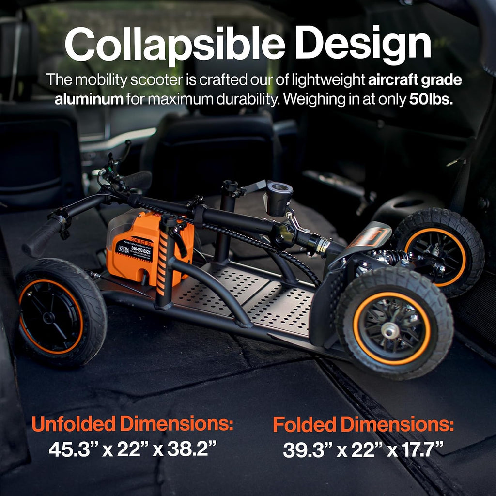 SuperHandy Explorer Mobility Scooter – 4-Wheel, 500W Brushless Motor, 48V Battery, 350 lbs Capacity, 5 mph, Lightweight Aluminum Frame, Patent Pending