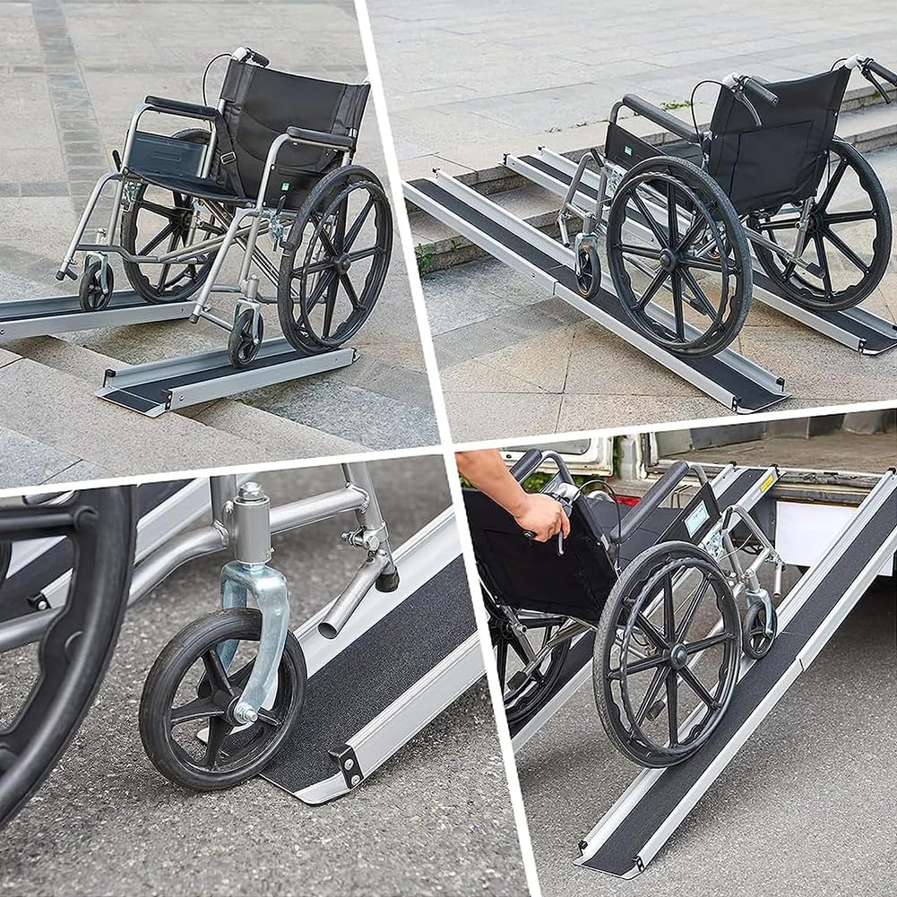 Heavy Duty Non-Slip Aluminum Telescopic Ramp (2 Pieces), Disability Wheelchair Mobility Portable Ramp, Suitable for Manual Wheelchairs, Heavy-Duty Scooters, Electric Wheelchairs,6ft