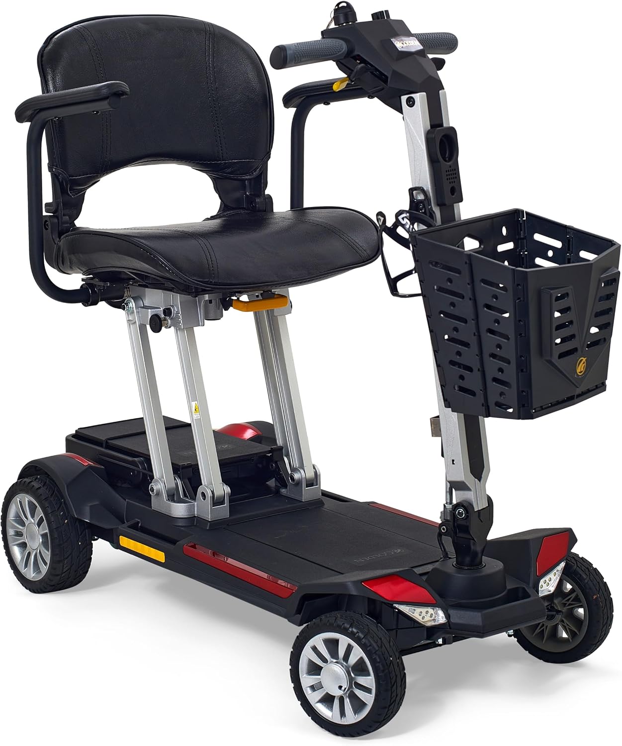 Golden Technologies Buzzaround CarryOn Manual Folding Travel Mobility Scooter - Folds to 12' - Airline Approved 12.5 ah Lithium Battery - 47.5 lbs. Without The Seat and Battery (Red/Blue)