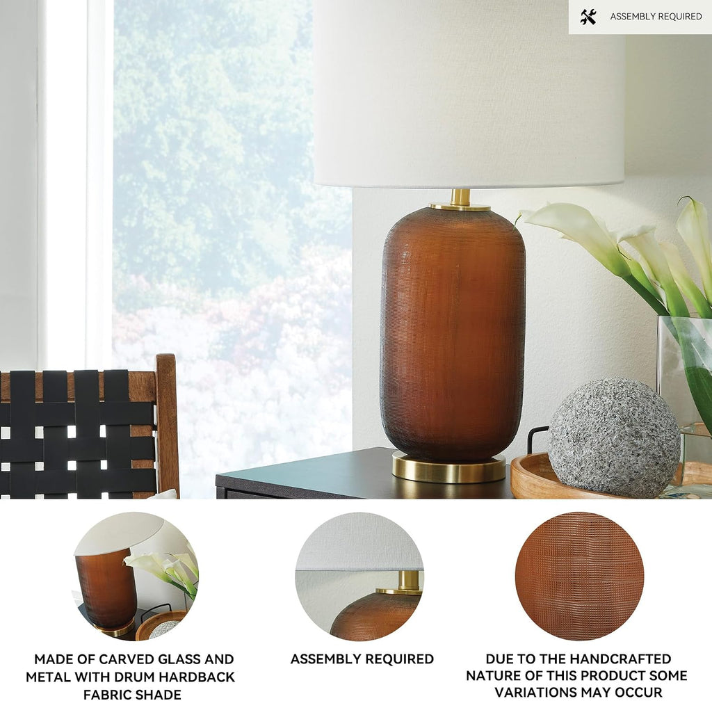 Signature Design by Ashley Farberman Transitional Metal Table Lamp with 3-Way Switch, Orange & Metallic
