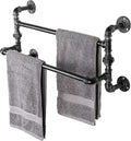 Pipe Black Towel Bar Wall Mounted Extra Long Bathroom Hardware,Double Towel Bar Oil Rubbed Bronze,Industrial Pipe Towel Bar Wall Mounted Hand Towel Bars 25inch