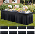 8 Pack Spandex Black Table Clothes for 8 Foot Rectangle Tables, Wrinkle Free Stretch Table Cloths 8FT, Fitted Table Cover Desk Skirt for Parties Weddings Birthday Banquet Events