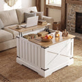 Giantex Farmhouse Lift Top Coffee Table, 31.5' Square Wood Center Table with Large Hidden Storage Compartment & Hinged Lift Top, Accent Cocktail Tea Table, Rustic Living Room Tables (Oak)