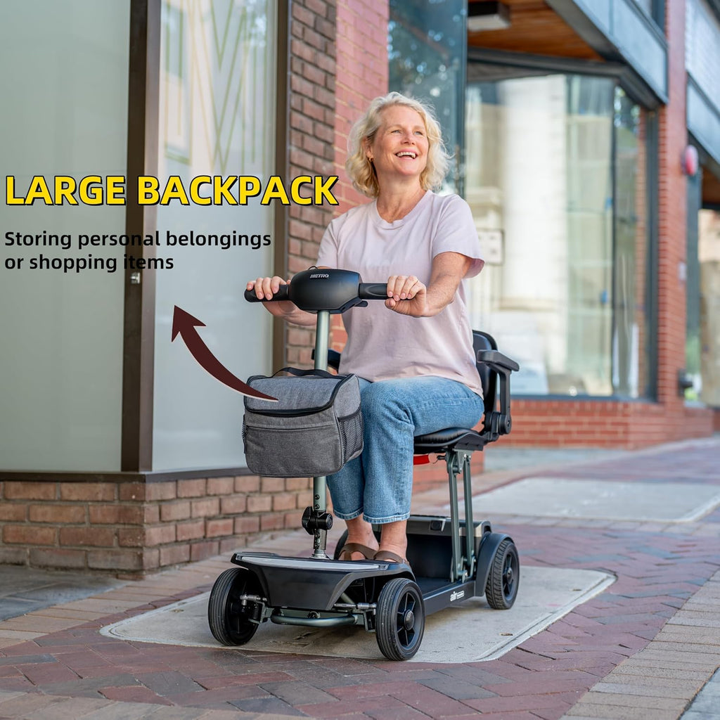 4 Wheel Mobility Scooters for Seniors Foldable Travel Scooter Airline Approved Folding Handicap Scooters for Adults Lightweight Collapsible Electric Mobility Scooter Adults 265 lbs