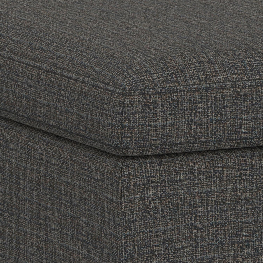 SIMPLIHOME Owen 36 inch Wide Mid Century Modern Square Coffee Table Storage Ottoman in Ebony Tweed Look Fabric, Assembled, for the Living Room, Entryway and Family Room