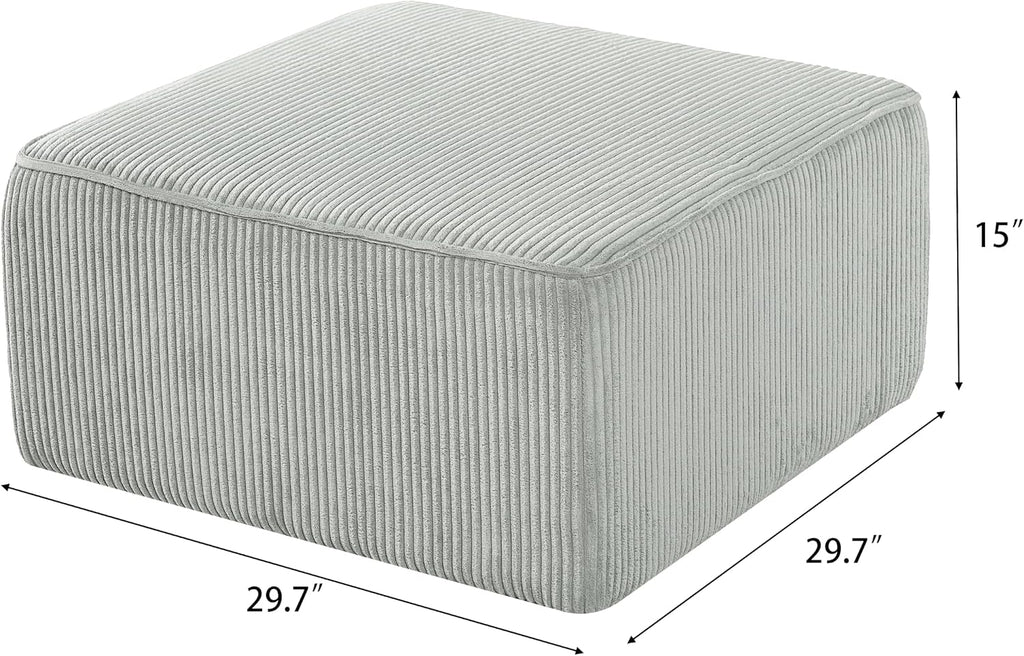 Christopher Knight Home Kyle Corduroy Woven Upholstery Square Ottoman, Living Room Sofa Ottoman with Wood Frame, Comfy Seating Experience with Dense Foam Padding, Non-Marking Foot Caps, Muted Green