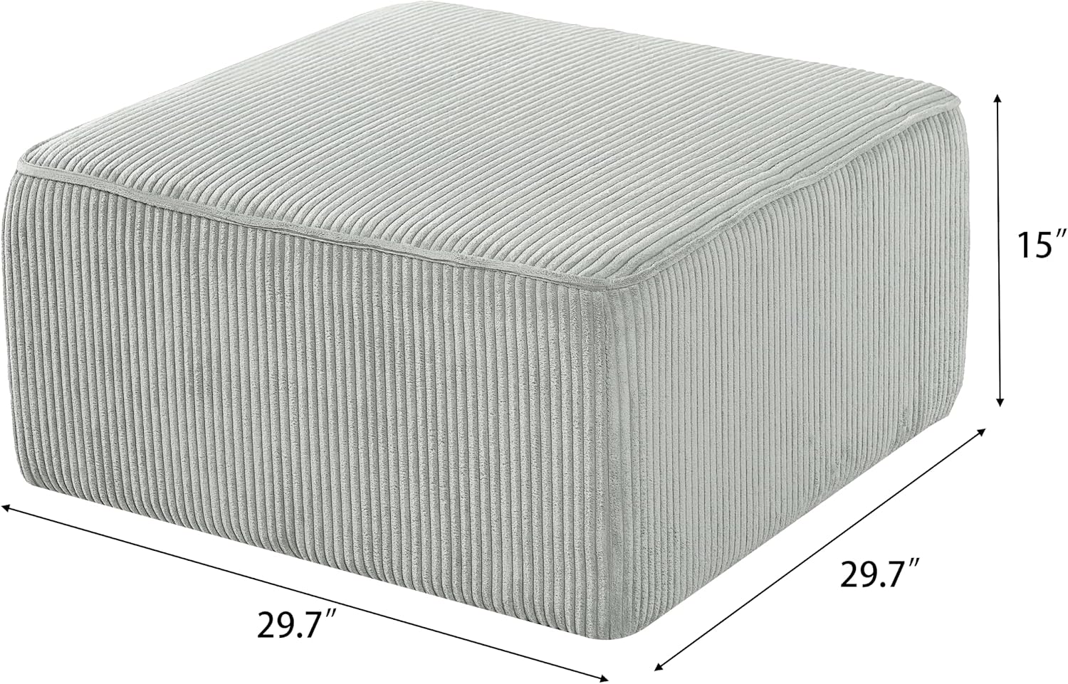 Christopher Knight Home Kyle Corduroy Woven Upholstery Square Ottoman, Living Room Sofa Ottoman with Wood Frame, Comfy Seating Experience with Dense Foam Padding, Non-Marking Foot Caps, Muted Green