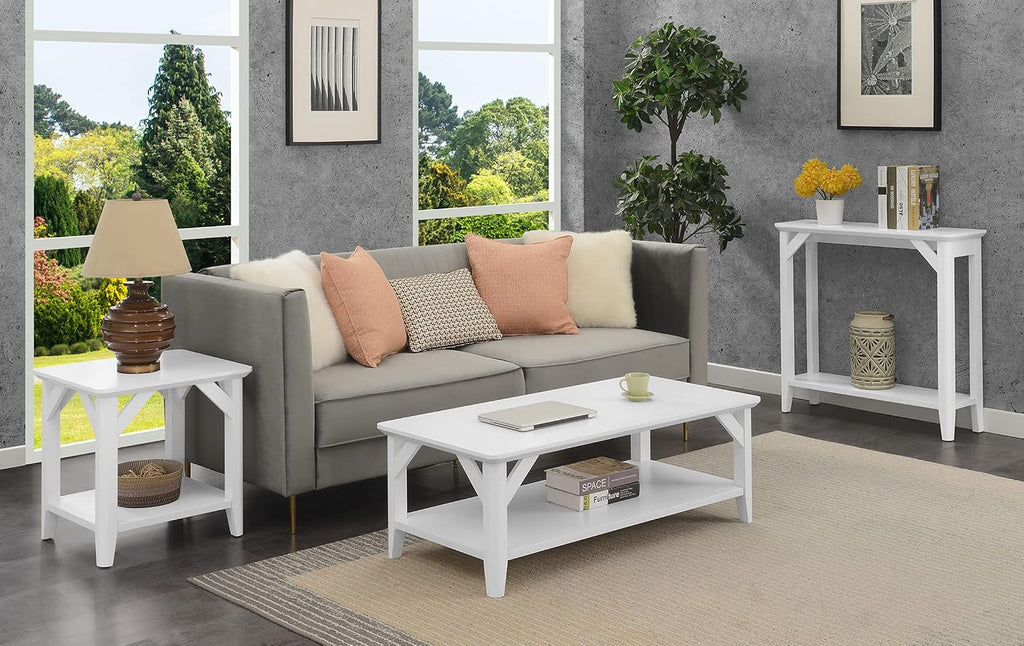 Convenience Concepts Winston Coffee Table 47.25' - Modern Center Room Accent with Storage Shelf for Transitional, Traditional Living & Family Room, White