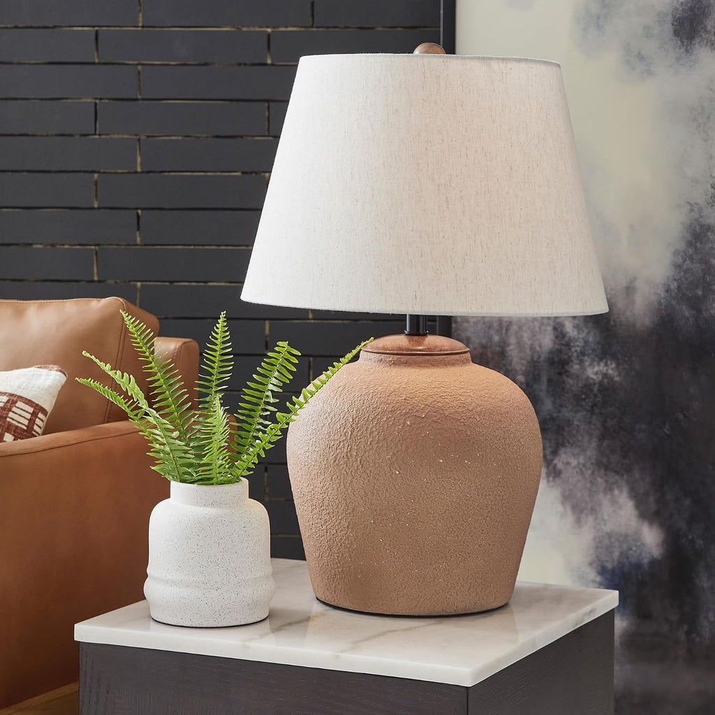 Signature Design by Ashley Scantor Industrial Textured Metal Table Lamp with 3-Way Switch, Light Brown