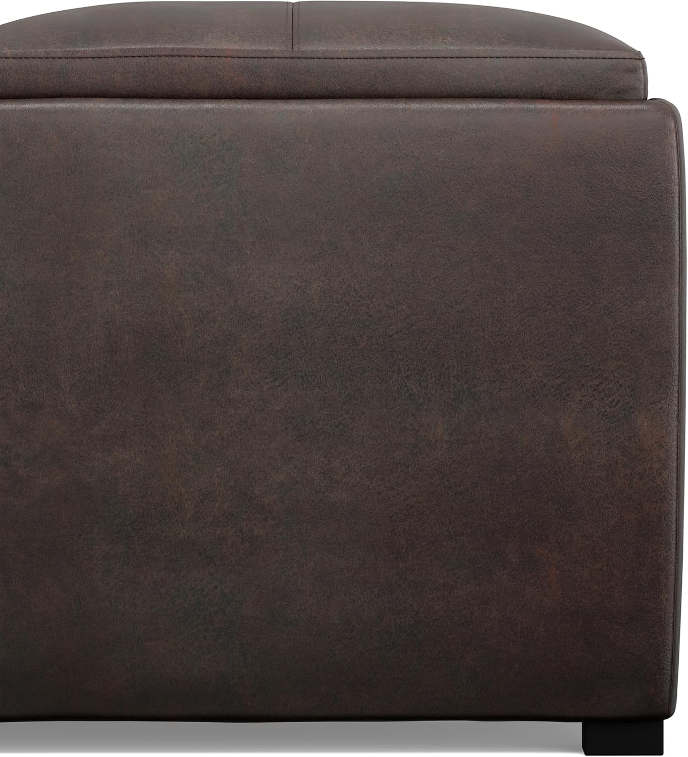 SIMPLIHOME Avalon Wide Contemporary Square Coffee Table Storage Ottoman, Distressed Brown, Table Ottoman