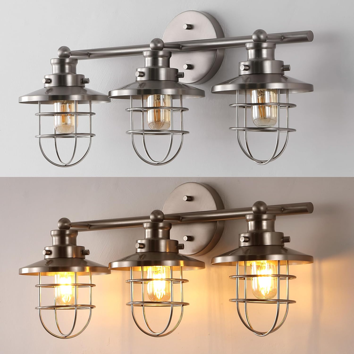JONATHAN Y JYL1506A Ellis 24' 3-Light Industrial Farmhouse Vanity Light with Bathroom Hardware Accessory Set, Oil Rubbed Bronze (5-Piece) - Towel Bar & Ring, Toilet Paper Holder, Robe Hook