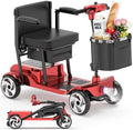 Mobility Scooters, Lightweight Electric Scooters for Seniors&Adults | 49lb Aluminum Frame with Removable Battery, Foldable Motorized Scooters for Trips, Shopping, Daily Use, Race Red, 10 Ah