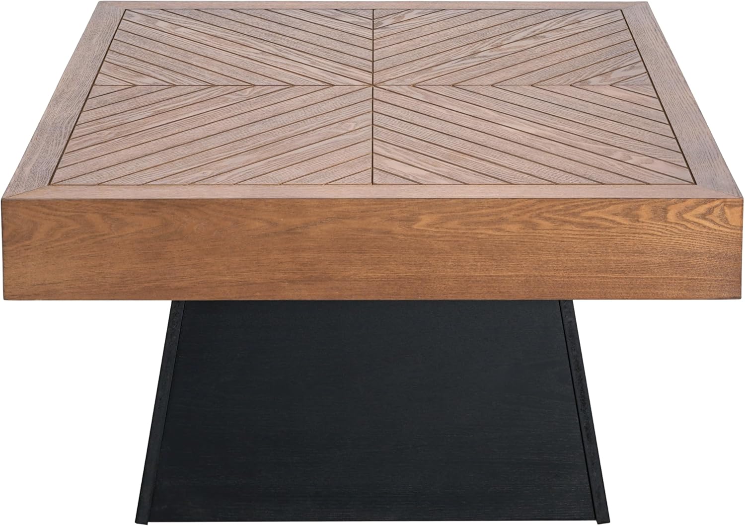 Merax Modern Square Coffee Table for Living Room,31.5 Inch Brown Wood Grain Top & Black Base, Mid-Century Farmhouse Style Center Accent Table,Brown