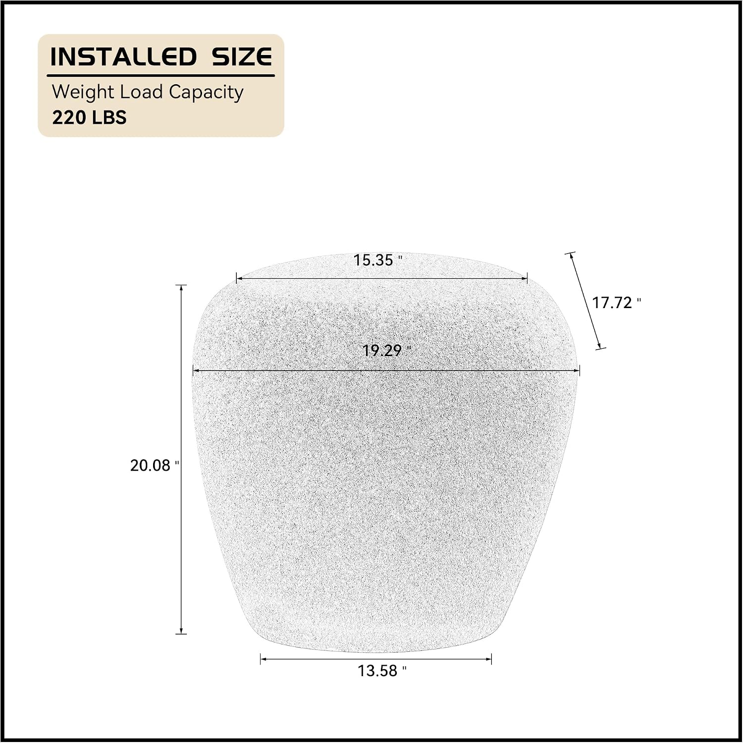 WILLIAMSPACE Faux Stone Coffee Table Set of 2 with Grainy Rocks for Living Room, Modern Irregular Oval Curved Center Table Set, Accent Travertine Drum Fiberglass Tea Table, No Assembly (Beige)