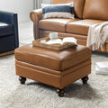 HULALA HOME Genuine Leather Ottoman Coffee Table, Ottoman Foot Rest for Living Room, Camel