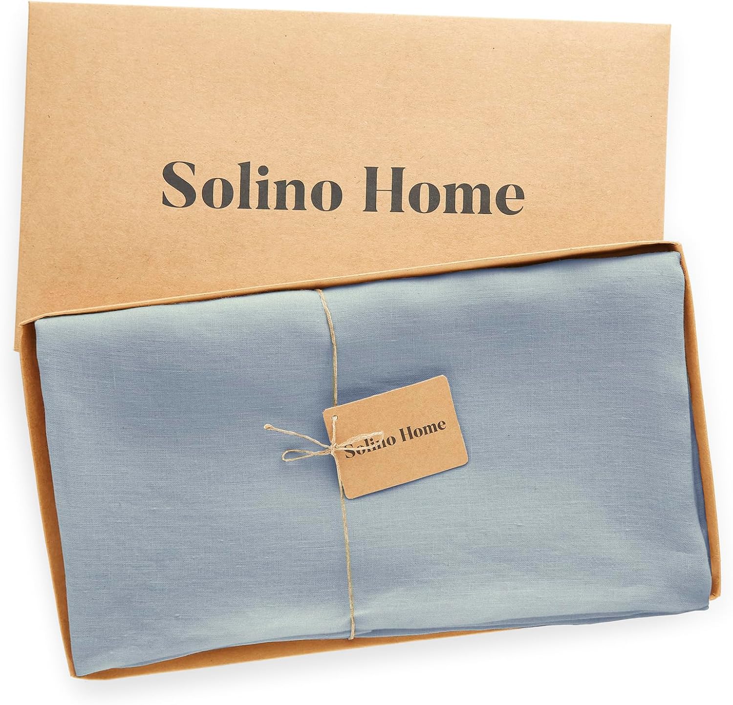 Solino Home Linen 60 Inch Round Tablecloth - 100% Pure Linen Dusty Blue Round Tablecloth - Machine Washable Table Cloth for Summer - Sonoma
