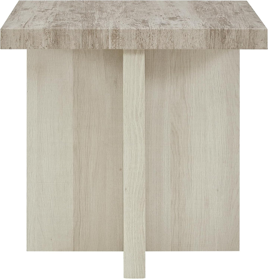 Roundhill Furniture Mchome 3-Piece Coffee Table Set, Coffee Table and Two End Tables, Weathered Gray and Beige