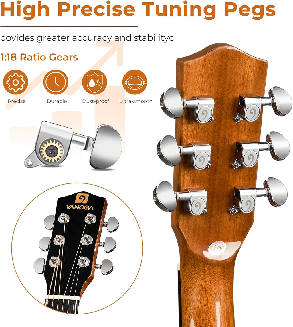 Vangoa 3/4 Acoustic Guitar Kit, 36 Inch Acustica Guitarra Dreadnought Bundle for Beginner Adult Youth Travel With Steel String Spruce Wood Gig Bag Tuner Pickguard, Right Hand