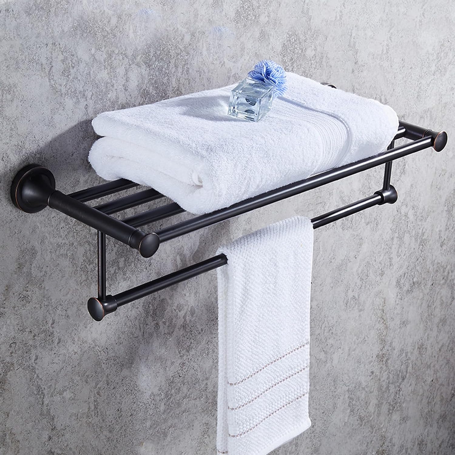 Towel Rail Towel Rails Solid Brass Towel Rack with Bar for Bathroom Shelf Wall Mounted, Oil Rubbed Bronze 64CM