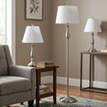3-Piece Home Lighting Set - Coordinating Bundle with 2 Table Lamps and 1 Floor Lamp for Home and Office Decor by Lavish Home (Silver)