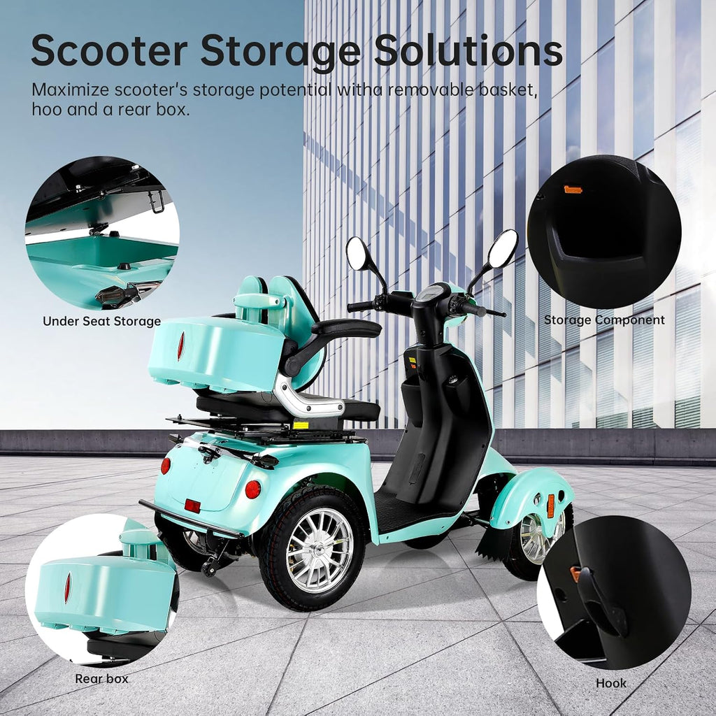 Mobility Scooters for Adults,Heavy-Duty 4 Wheel Mobility Scooters for Seniors,500 LB Capacity All Terrain Mobility Scooter Handicap Scooters for Adults,800W, Multiple Colors
