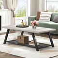 FOLUBAN Industrial Coffee Tables for Living Room with Storage, Rustic Wood and Metal Coffee Table, Modern Rectangle Center Cocktail Tea Table, Light Grey, 47 Inch
