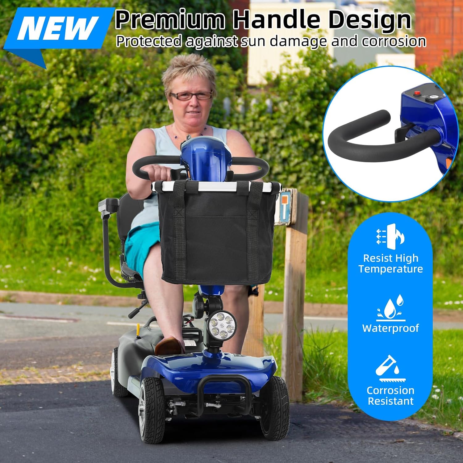 45 Miles 4 Wheels Mobility Scooter for Seniors/Adults Up to 300LBS,350W Electric Wheelchair Detachable Lithium Battery,Dual Baskets,Rotating Seat,with Taillight, USB Charging, Blue
