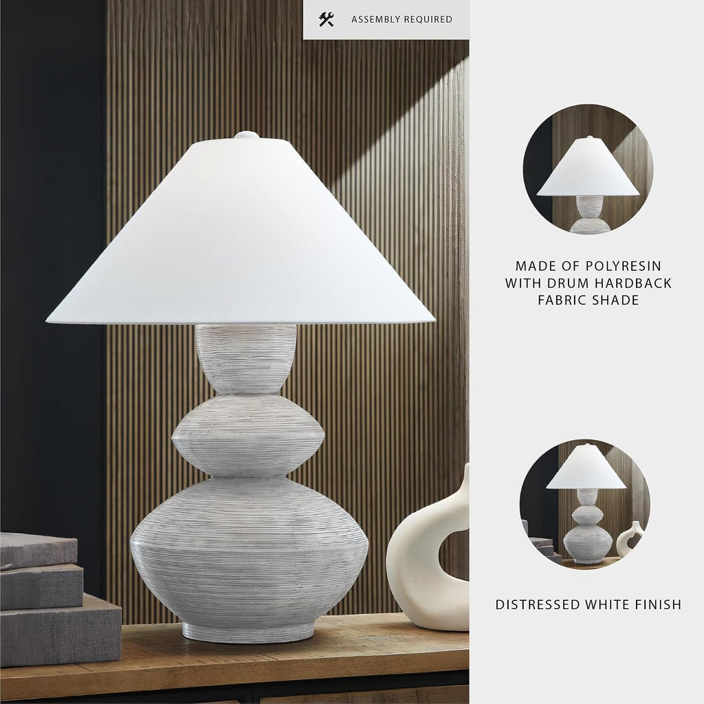 Signature Design by Ashley Brickdon Minimalist Polyresin Table Lamp with On/Off Switch, Light Gray & White