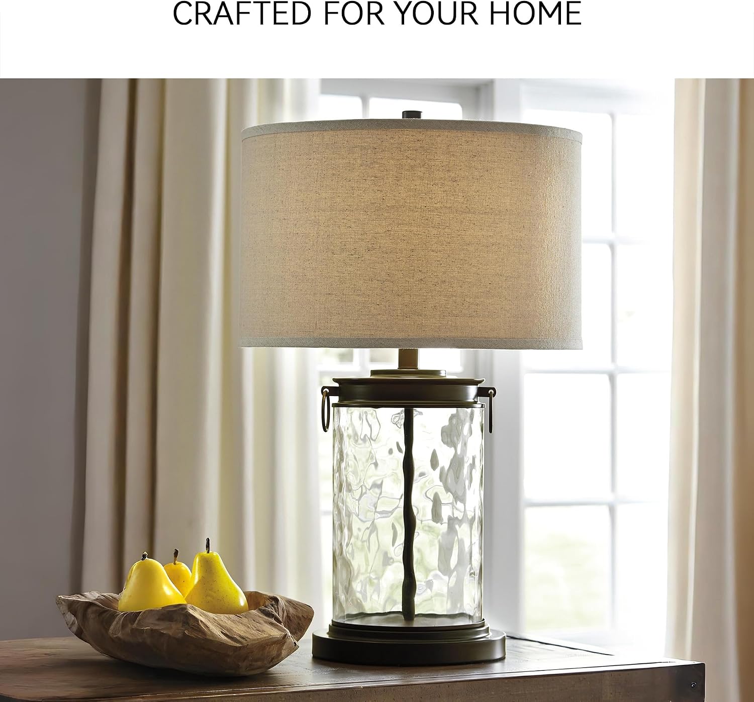 Signature Design by Ashley Tailynn Modern 25.25' Glass Table Lamp with Hardback Shade, Clear