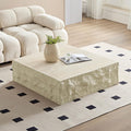 35.43' Marble Travertine Pattern Square Coffee Table for Living Room, Modern Minimalist Center Side End Table for Living Room, Apartment, Office, Marble Stone Shape, No Need Assembly