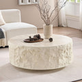 JUSTONE 35.43''Round Coffee Tables for Living Room,Faux Mars Pattern Modern Minimalist Side Tables Accent End Table for Apartment,Office,No Need Assembly,Beige