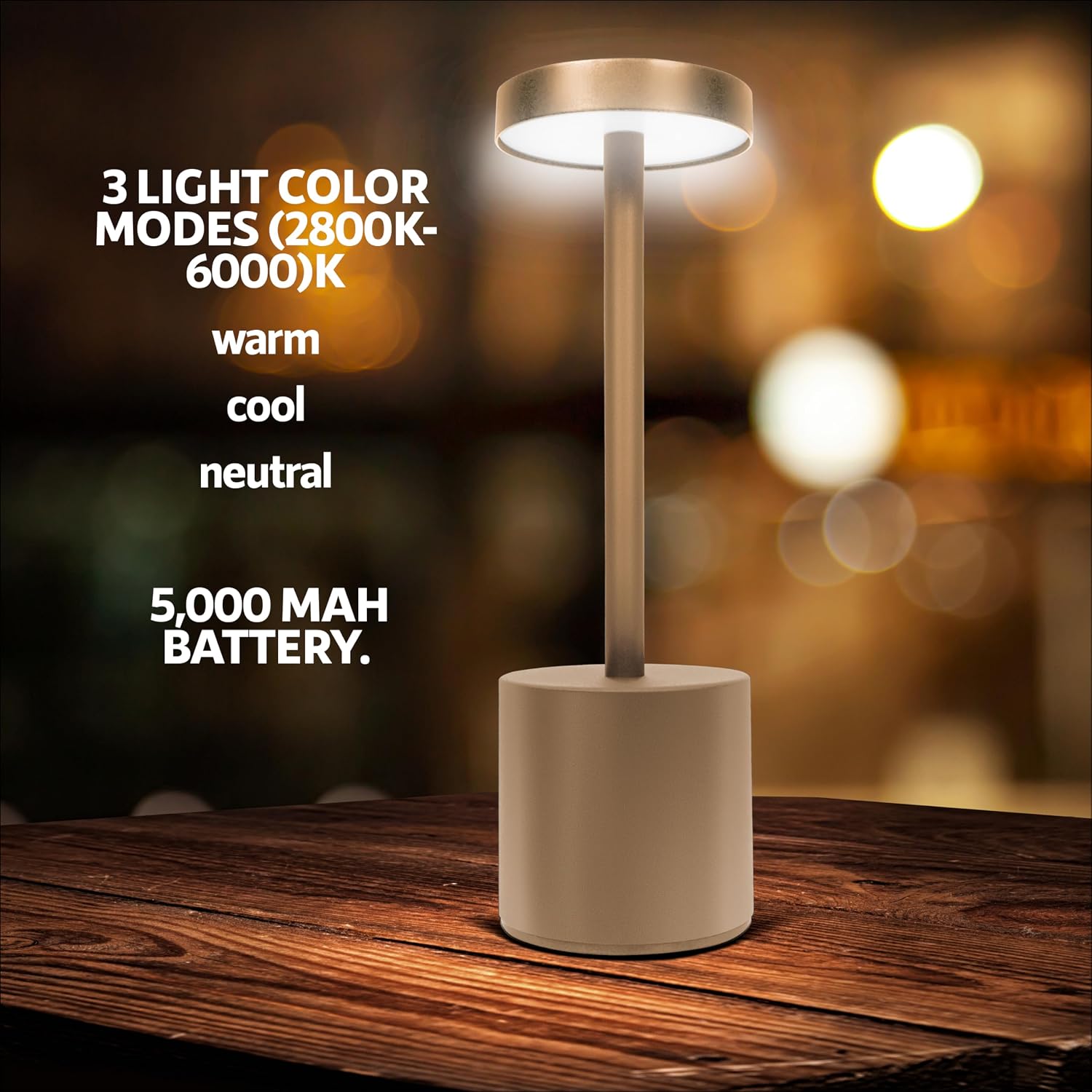 Upper Midland Products 10 Pack - Gold Rechargeable Cordless Table Lamps, Portable LED Desk Lamps, Dimming 5000mAh Rechargeable Battery Powered LED Lighting for Restaurant,Bar, Bedroom, Outdoor, Party