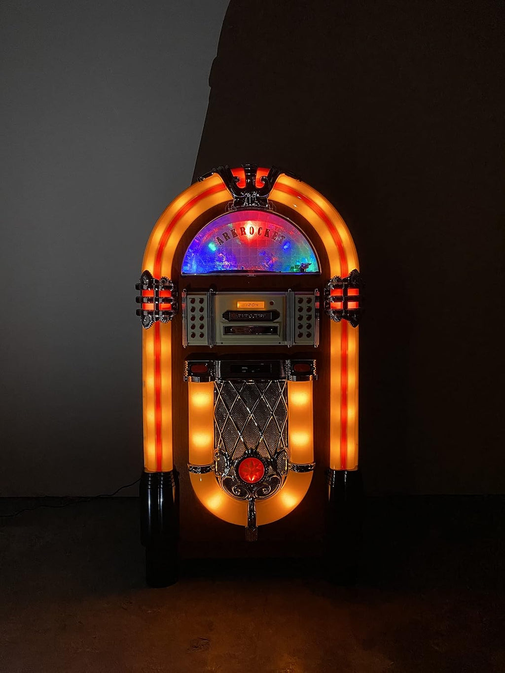 Arkrocket Full Size Jukebox Vinyl Record Player Bluetooth USB SD CD Player Radio Retro Turntable Classic Jukebox (Taurus + Stand - Classic)