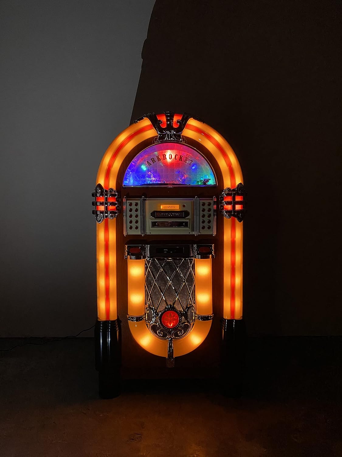 Arkrocket Full Size Jukebox Vinyl Record Player Bluetooth USB SD CD Player Radio Retro Turntable Classic Jukebox (Taurus + Stand - Classic)