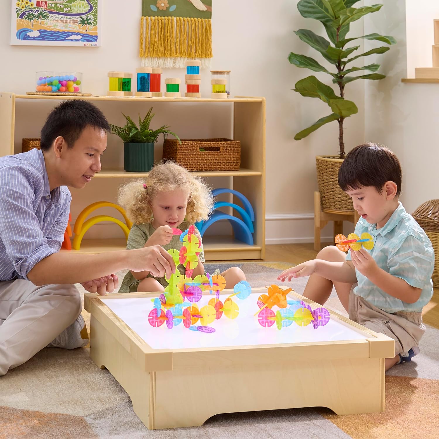 Guidecraft LED Tabletop Lightbox: Activity Light Table for Preschool, Classroom and Kids Playroom | Sensory Learning | Educational Play