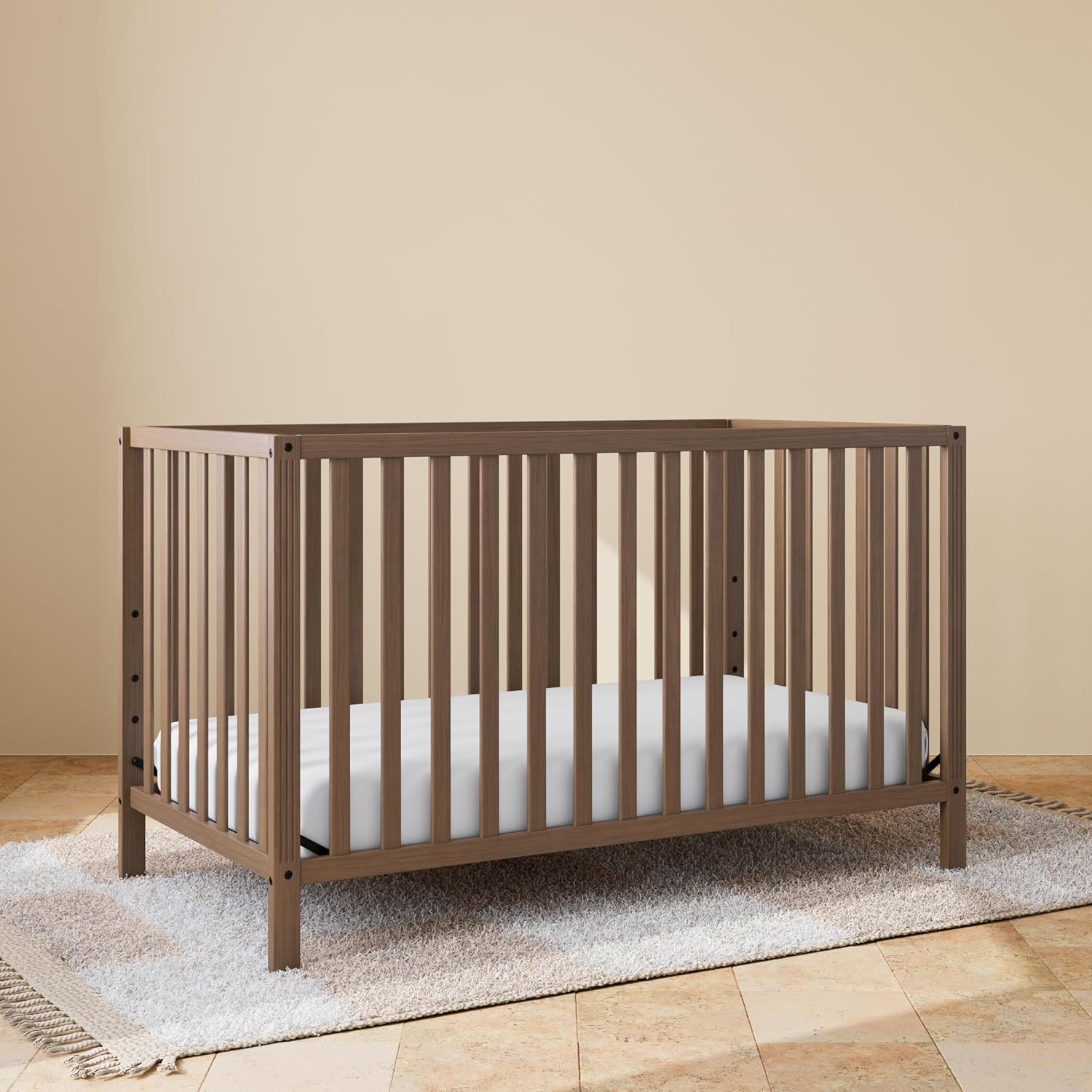 Storkcraft Morningside 5-in-1 Convertible Crib – GREENGUARD Gold Certified, Fits Standard Crib Mattress, Converts to Toddler Bed, Daybed and Full Bed, 4 Adjustable Mattress Heights (Hazelnut)