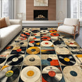 9'x12' Washable High Traffic Area Rug, Modern Music Featuring Retro Album Covers, Flatwoven Area Rugs for Living Room, Bedroom (Black,9x12)
