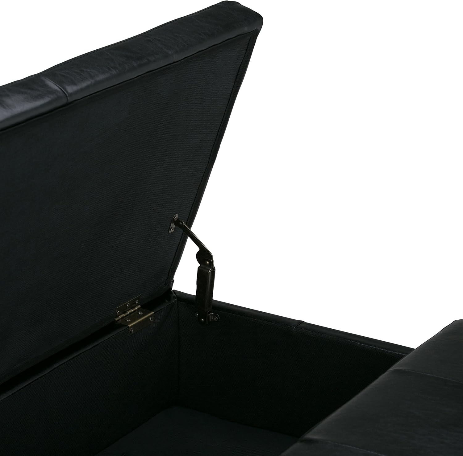 SIMPLIHOME Dover 36 inch Wide Contemporary Square Coffee Table Storage Ottoman in Midnight Black Vegan Faux Leather, Assembled, For the Living Room and Bedroom
