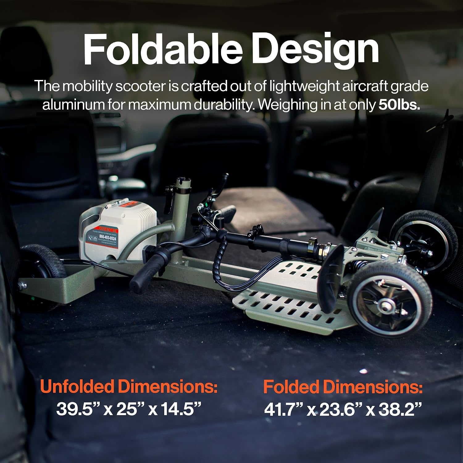 SuperHandy Passport Pro Mobility Scooter - Foldable Aluminum Frame, 4 Wheels, Includes 2 48V 2Ah Li-Ion Batteries & Charger, Supports up to 330 Lbs [Patent Pending] (Dark Green & Sand, 330 Lbs)