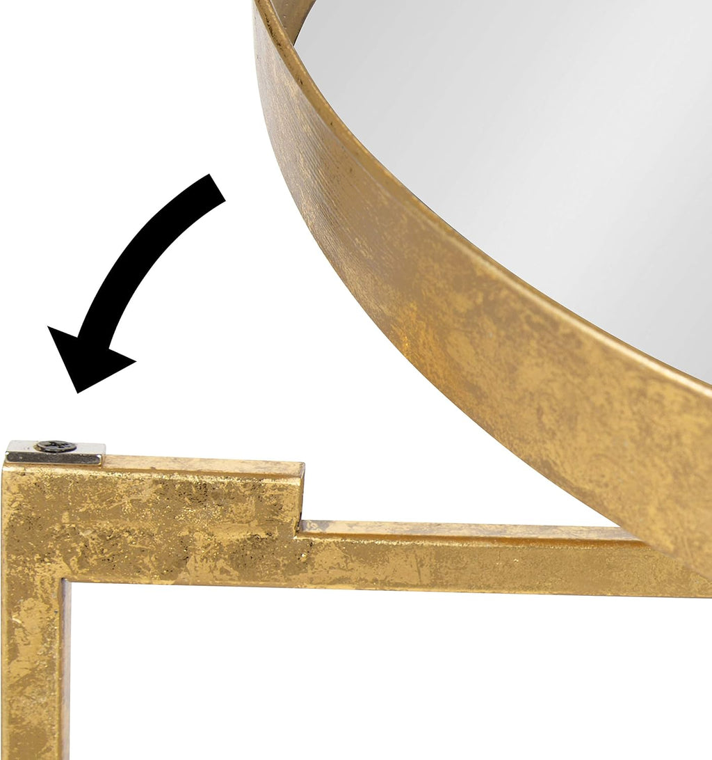 Kate and Laurel Celia Metal Foldable Round Accent Coffee Table, 28.25' x 28.25' x 19', Mirrored Surface and Gold Frame, Modern Minimalist Design and Detachable Magnetic Tabletop